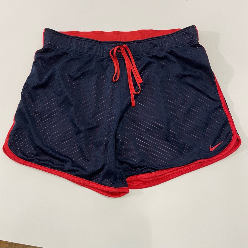 Nike Women's Mesh Athletic Shorts in Navy and Red, Size S